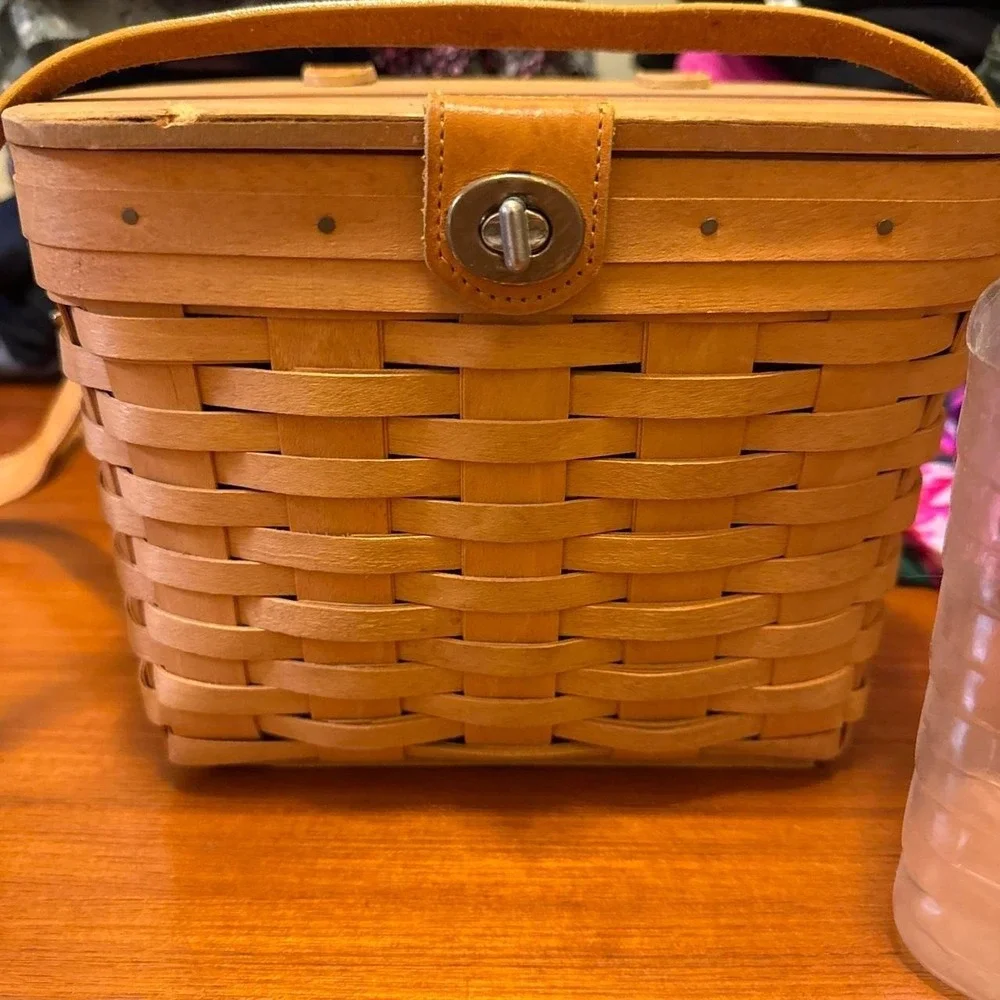 Longaberger Vintage Woven Wood basket Purse with Liner